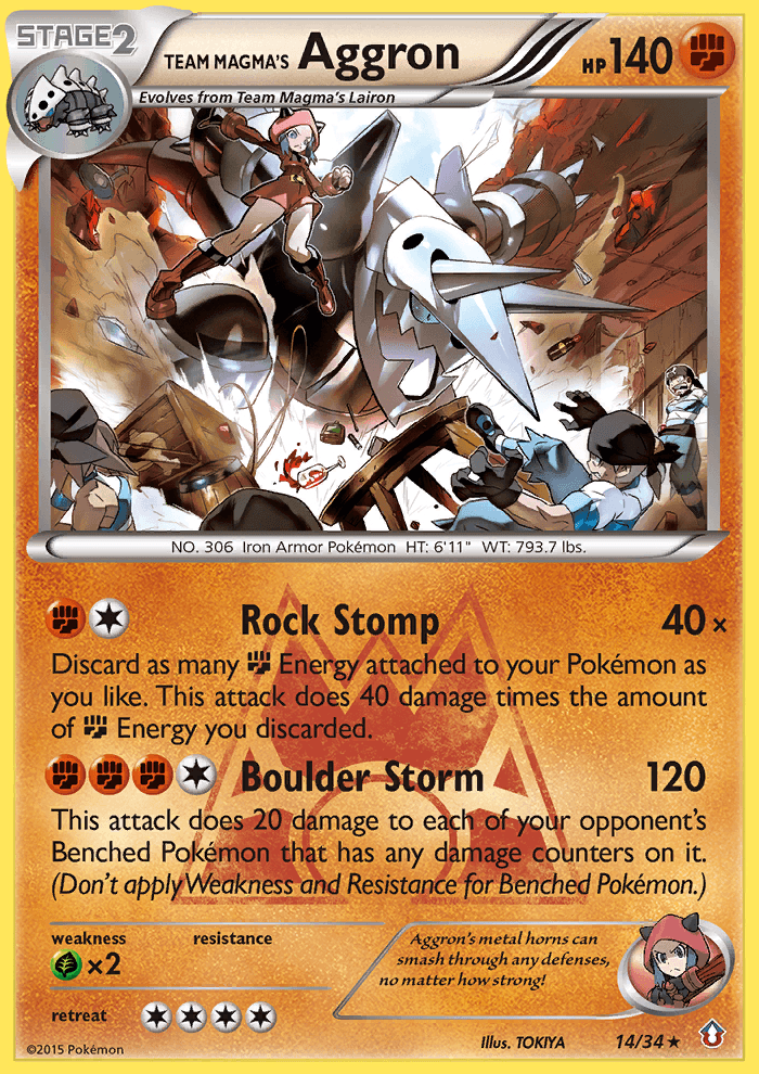 Team Magma's Aggron, carta 14 de Double Crisis