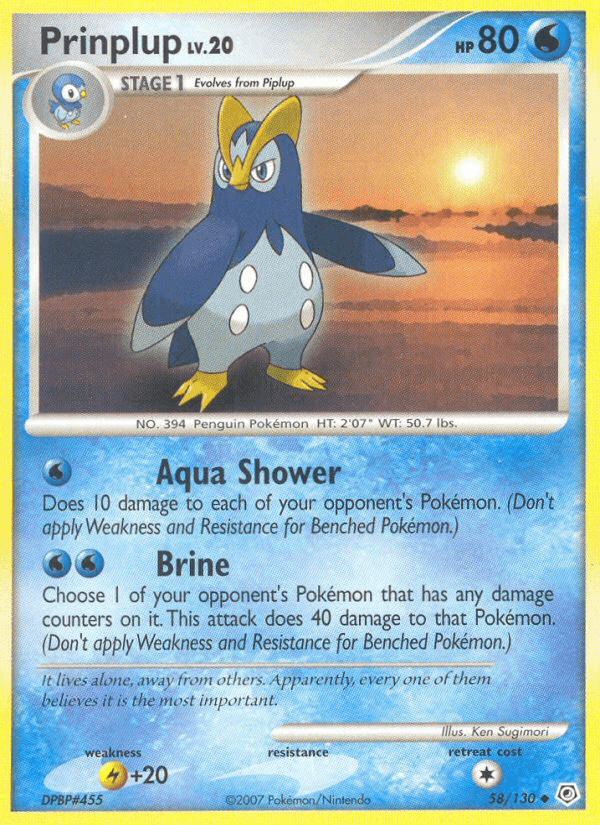 Prinplup, carta 58 de Diamond & Pearl