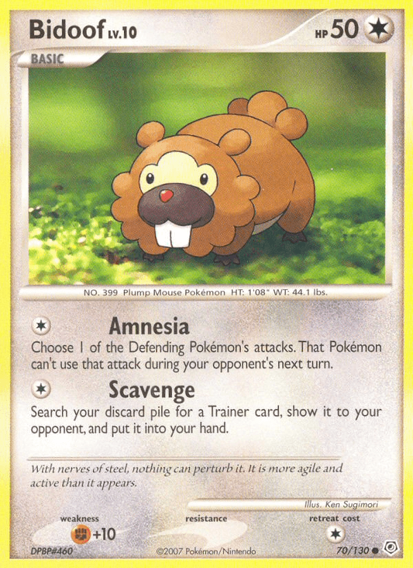 Bidoof, carta 70 de Diamond & Pearl