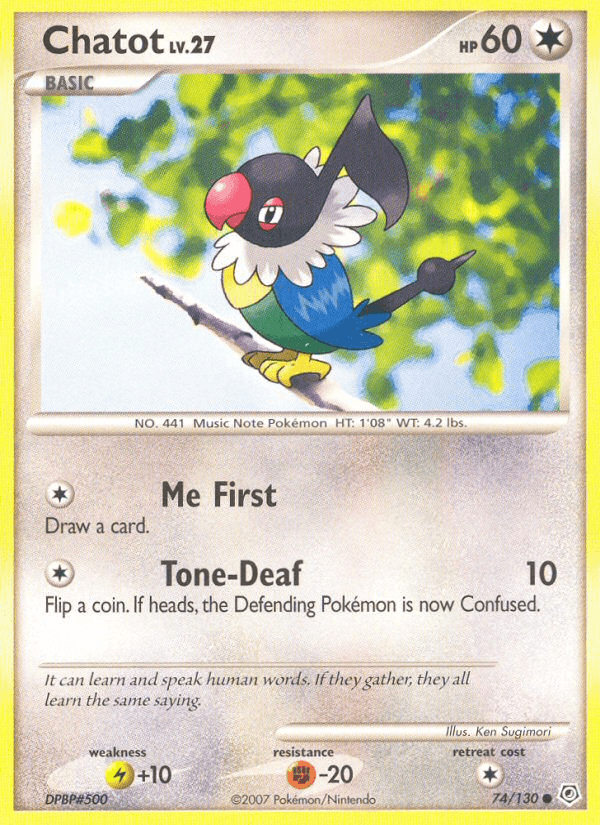 Chatot, carta 74 de Diamond & Pearl