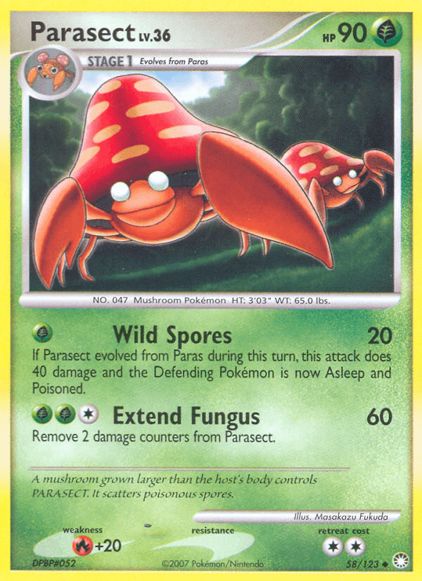 Parasect, carta 58 de Mysterious Treasures