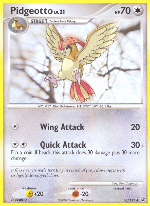 Pidgeotto, carta 58 de Secret Wonders