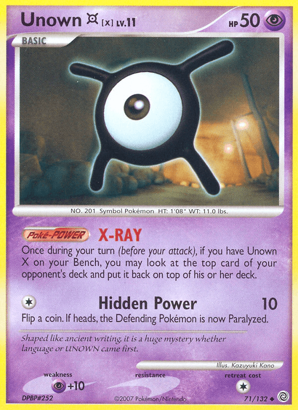 Unown X, carta 71 de Secret Wonders