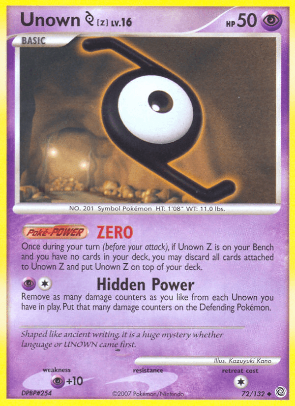 Unown Z, carta 72 de Secret Wonders