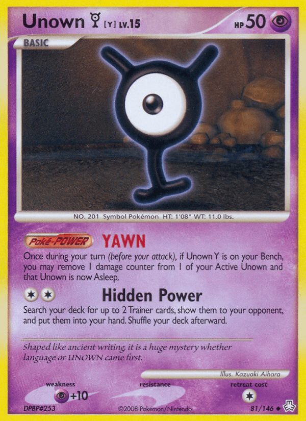 Unown Y, carta 81 de Legends Awakened