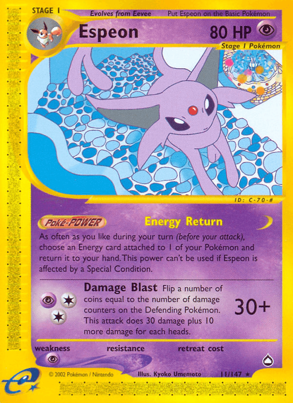 Espeon, carta 11 de Aquapolis