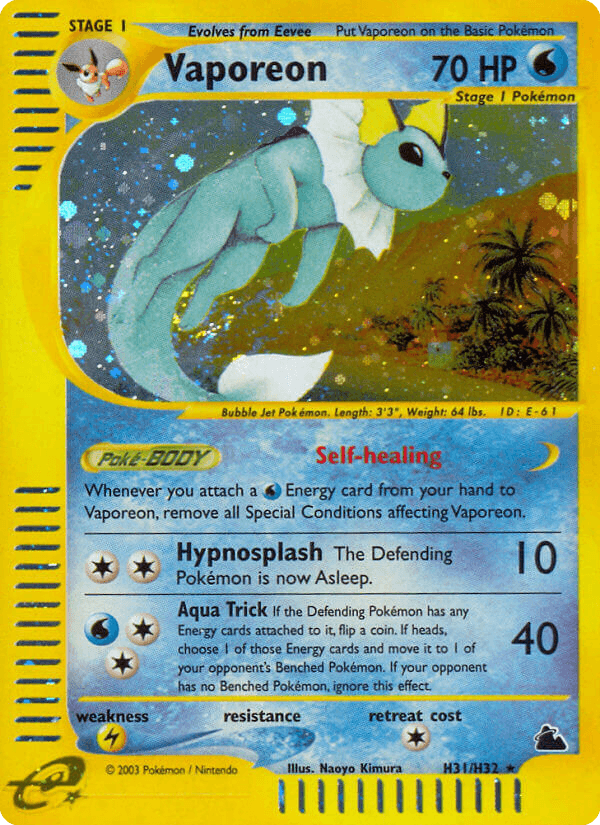 Vaporeon, carta H31 de Skyridge