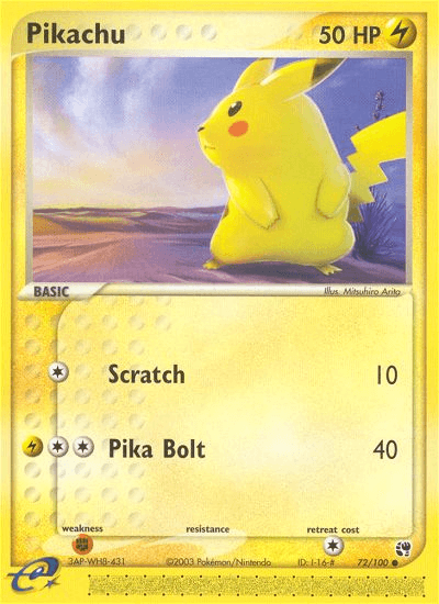 Pikachu, carta 72 de Sandstorm