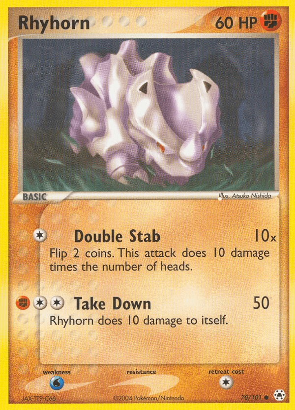 Rhyhorn, carta 70 de Hidden Legends