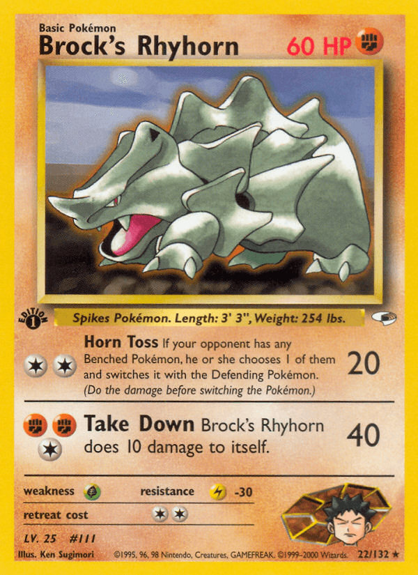 Brock's Rhyhorn, carta 22 de Gym Heroes