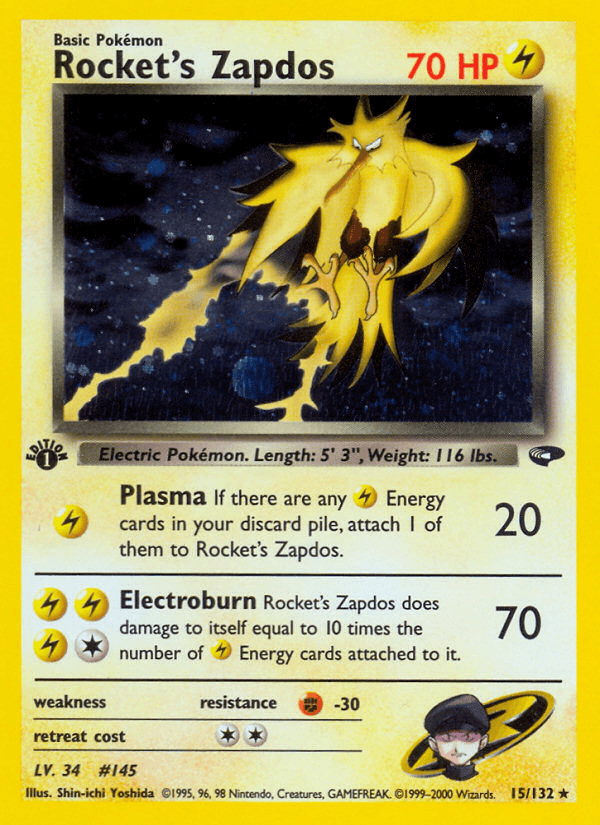 Rocket's Zapdos, carta 15 de Gym Challenge