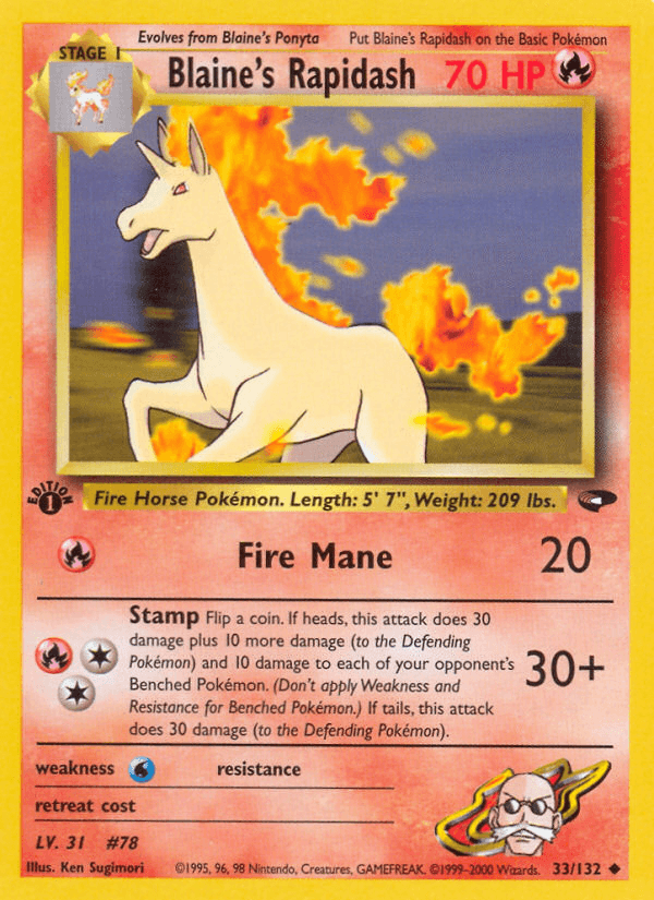 Blaine's Rapidash, carta 33 de Gym Challenge
