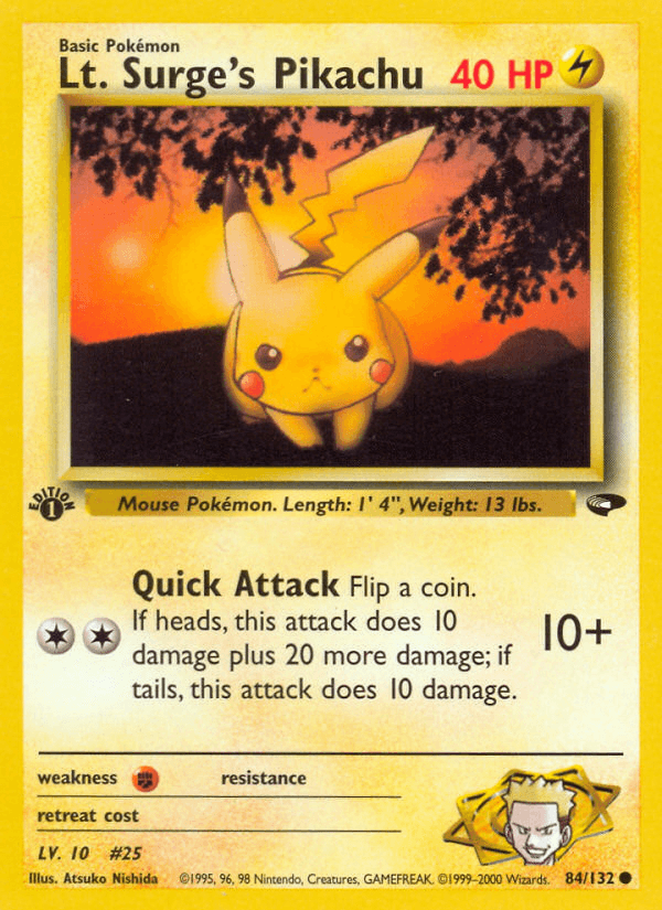 Lt. Surge's Pikachu, carta 84 de Gym Challenge