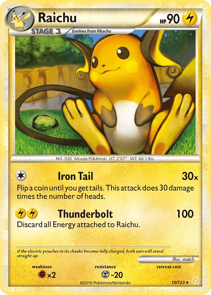 Raichu, carta 10 de HeartGold SoulSilver