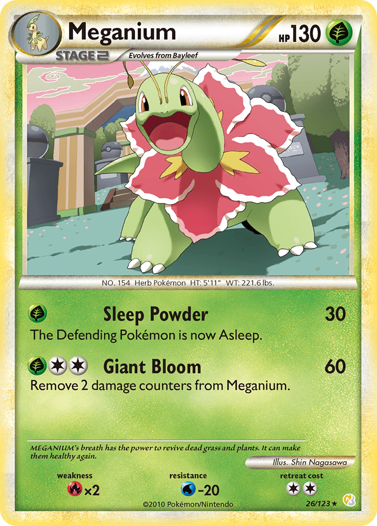 Meganium, carta 26 de HeartGold SoulSilver
