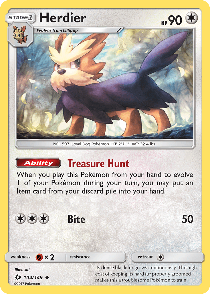 Herdier, carta 104 de Sun & Moon