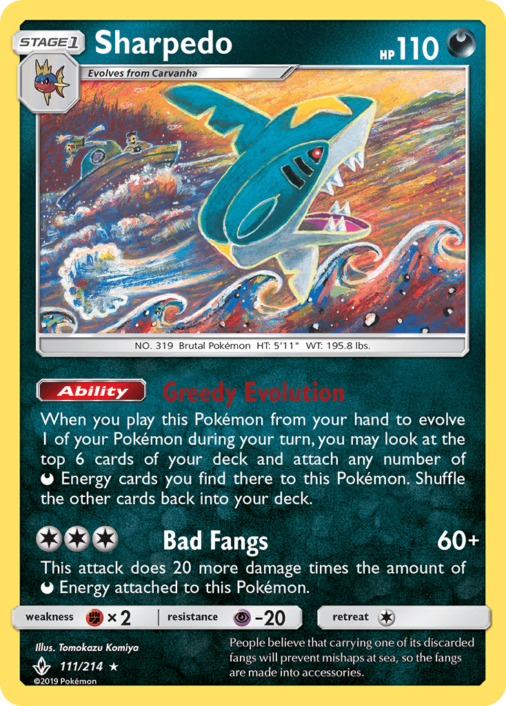 Sharpedo, carta 111 de Unbroken Bonds
