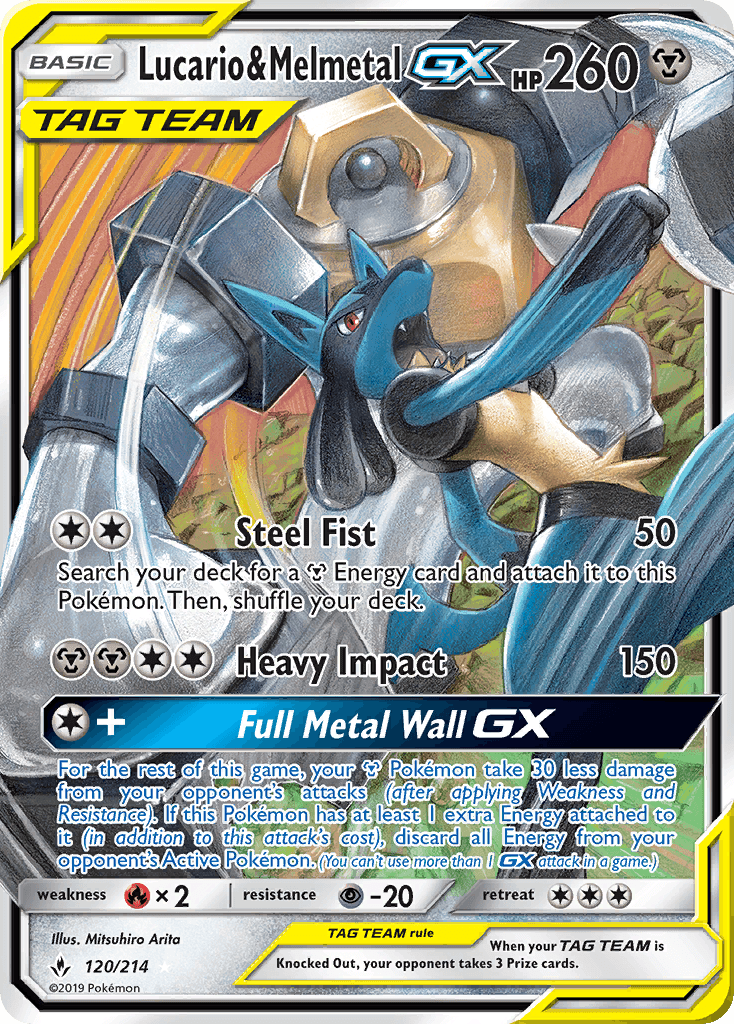 Lucario & Melmetal GX, carta 120 de Unbroken Bonds