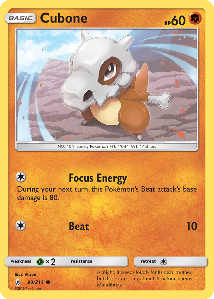 Cubone, carta 90 de Unbroken Bonds