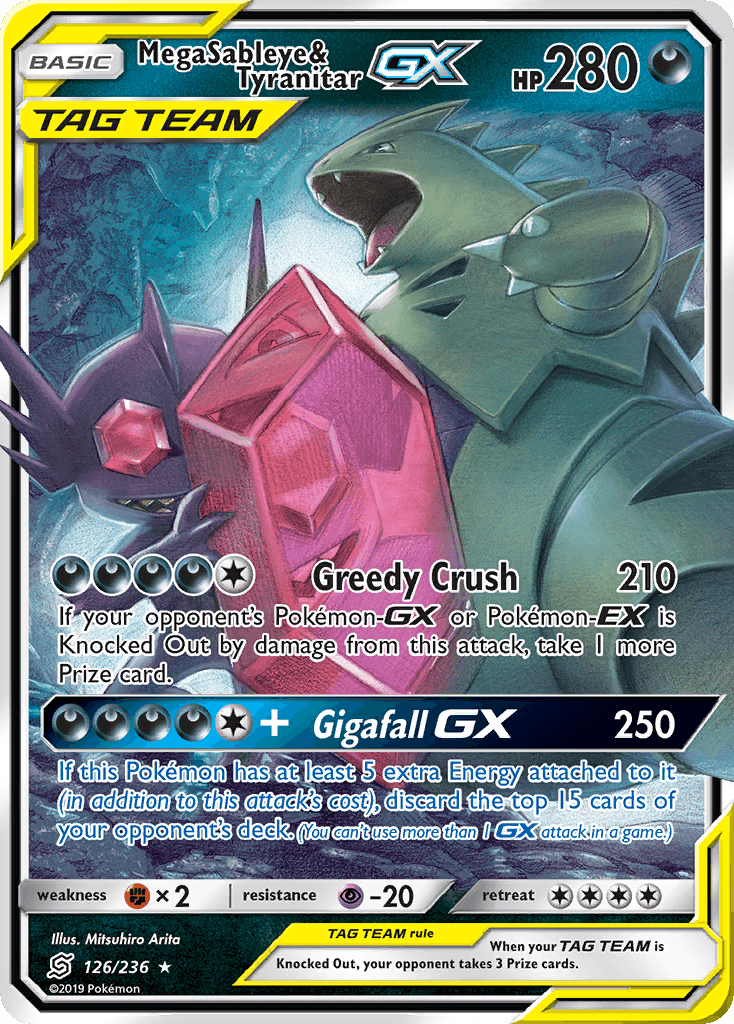 Mega Sableye & Tyranitar GX, carta 126 de Unified Minds