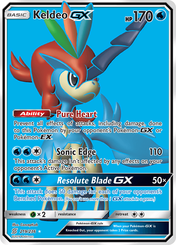 Keldeo GX, carta 219 de Unified Minds