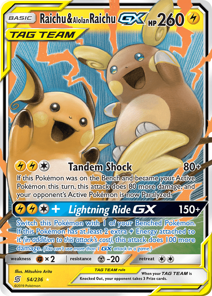 Raichu & Alolan Raichu GX, carta 54 de Unified Minds