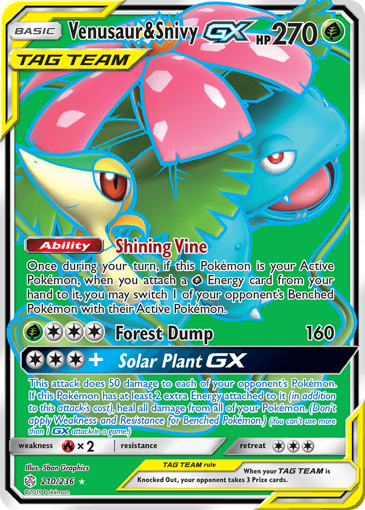 Venusaur & Snivy GX, carta 210 de Cosmic Eclipse