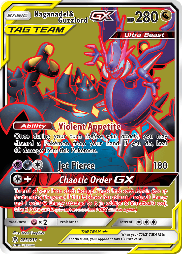Naganadel & Guzzlord GX, carta 223 de Cosmic Eclipse