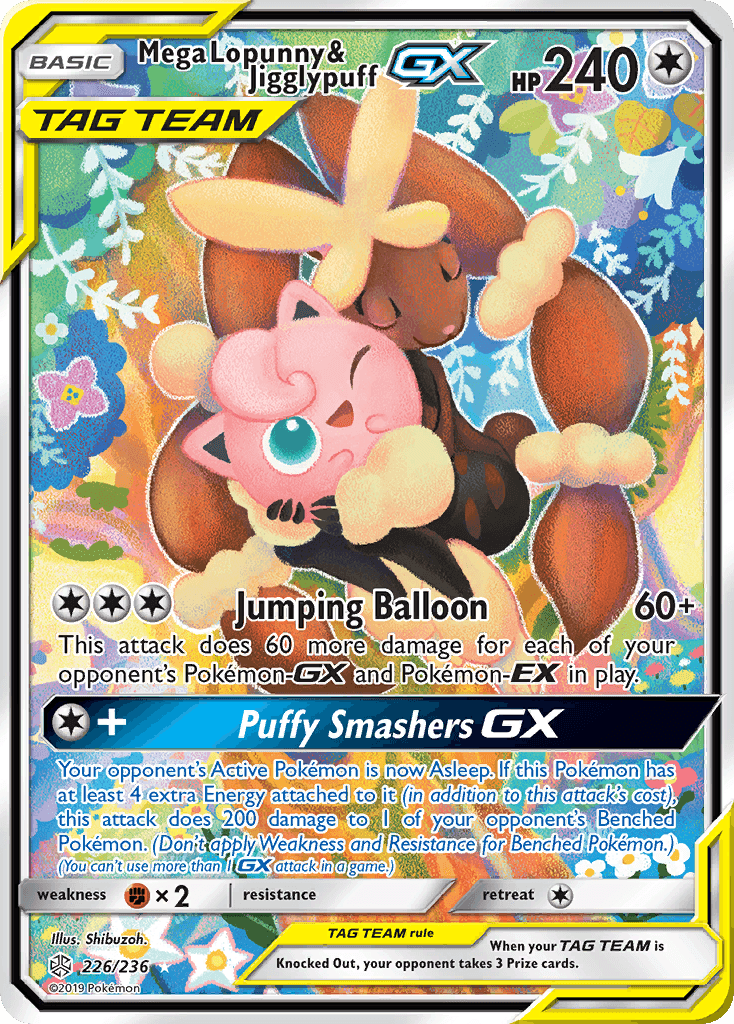 Mega Lopunny & Jigglypuff GX, carta 226 de Cosmic Eclipse