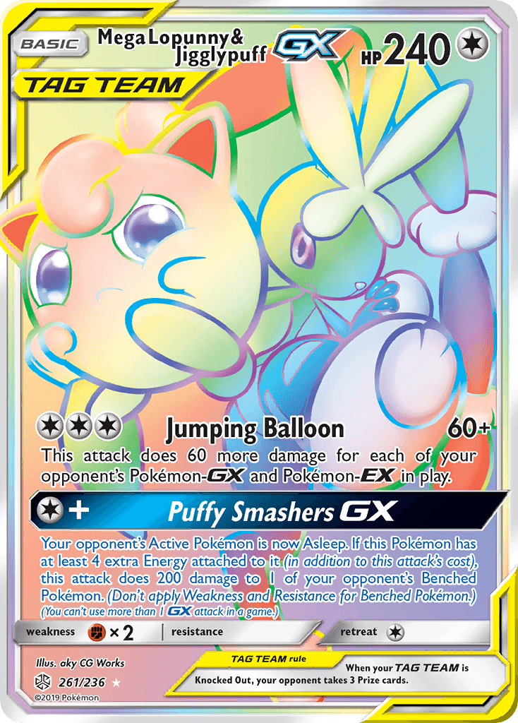 Mega Lopunny & Jigglypuff GX, carta 261 de Cosmic Eclipse