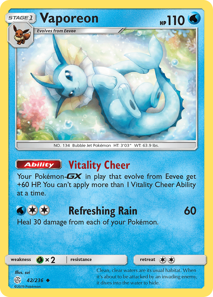 Vaporeon, carta 42 de Cosmic Eclipse