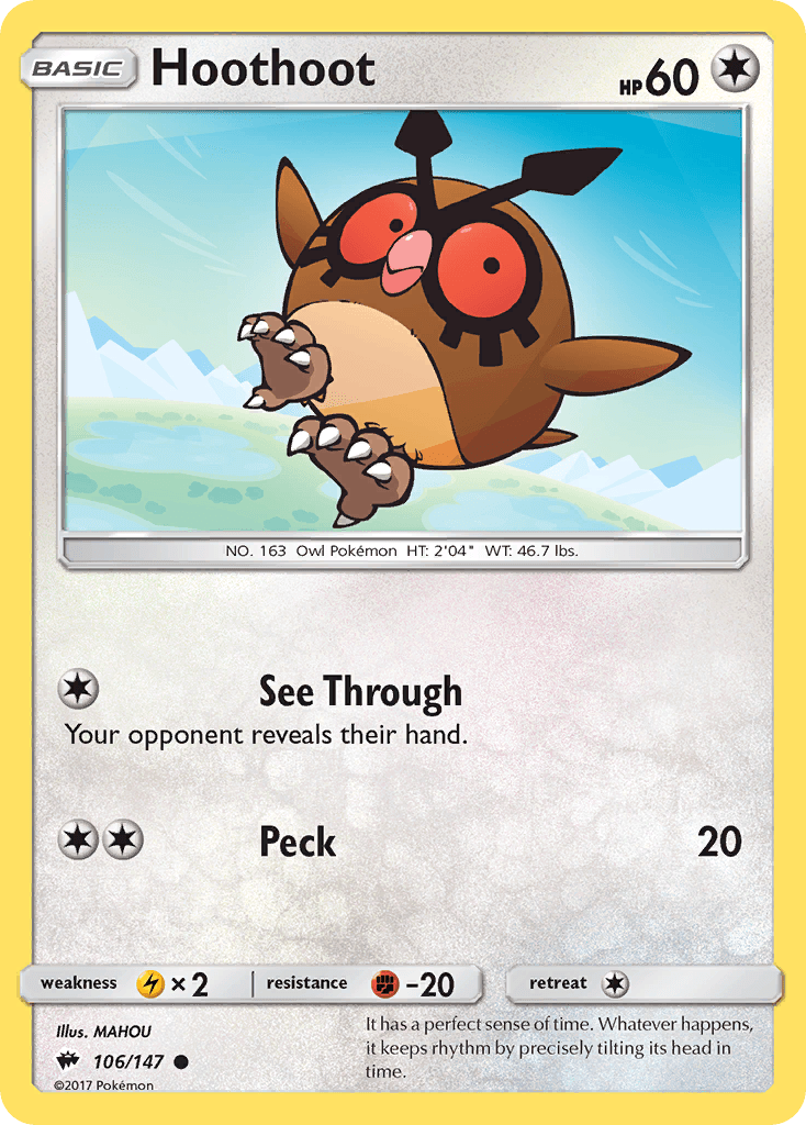 Hoothoot, carta 106 de Burning Shadows