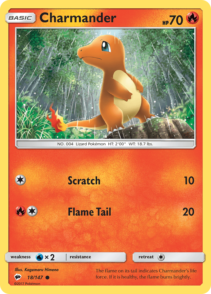 Charmander, carta 18 de Burning Shadows