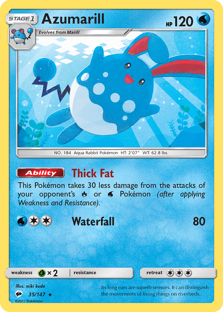 Azumarill, carta 35 de Burning Shadows