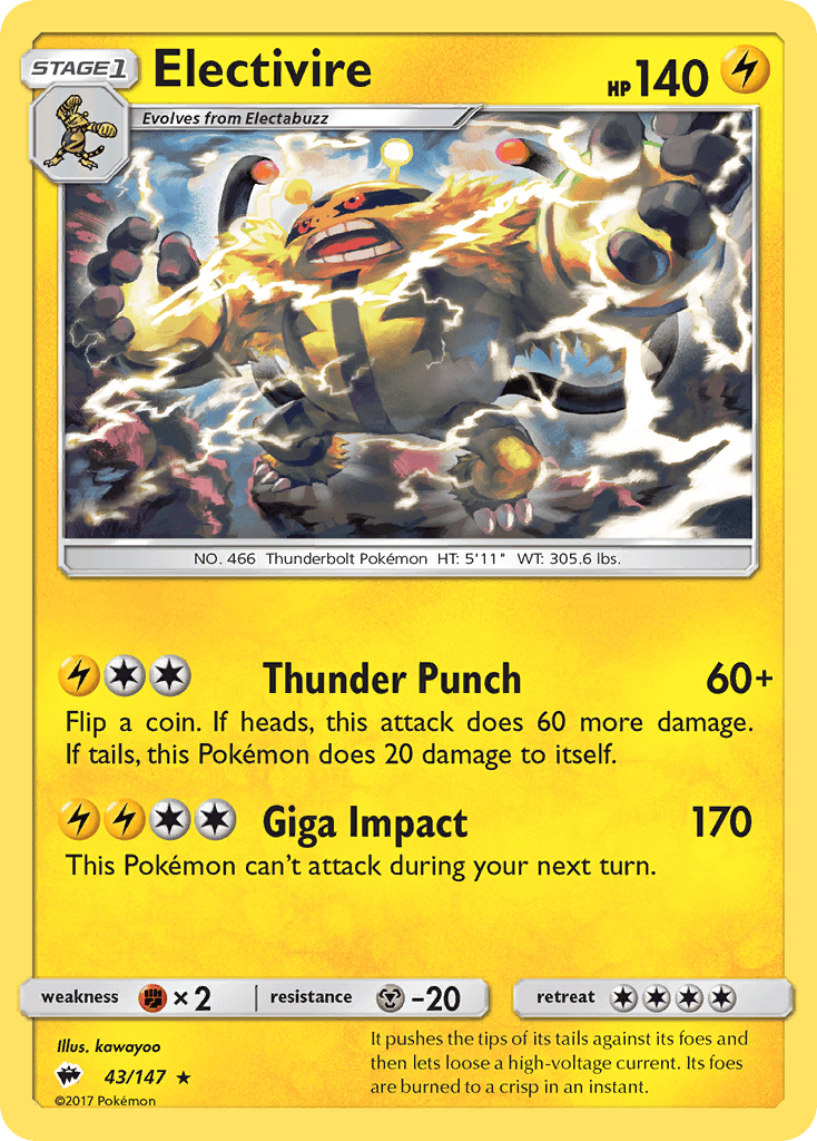 Electivire, carta 43 de Burning Shadows
