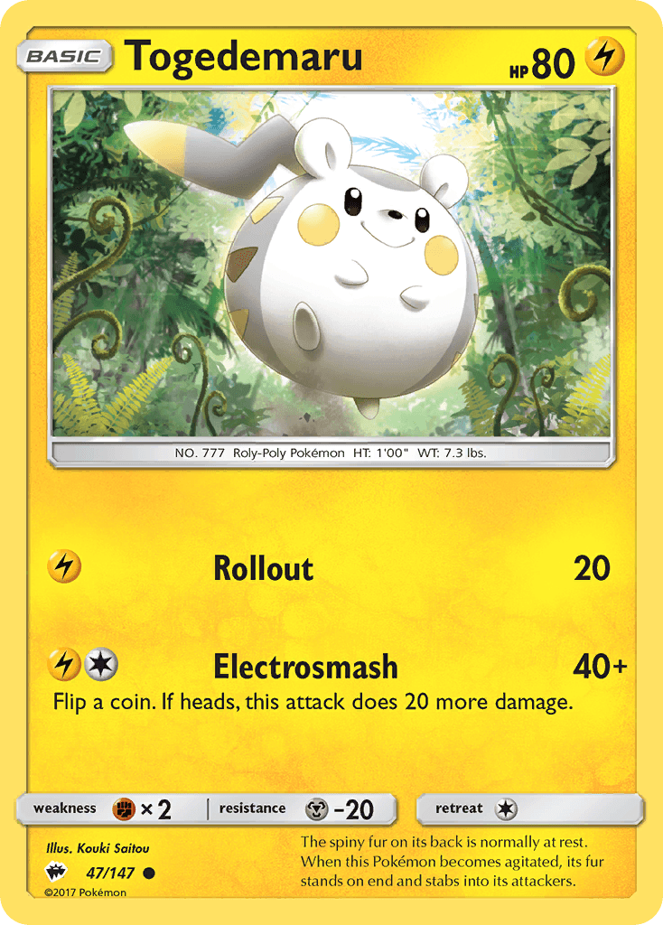 Togedemaru, carta 47 de Burning Shadows