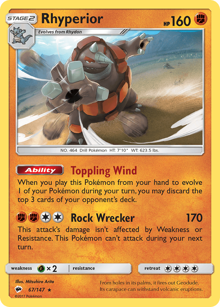 Rhyperior, carta 67 de Burning Shadows