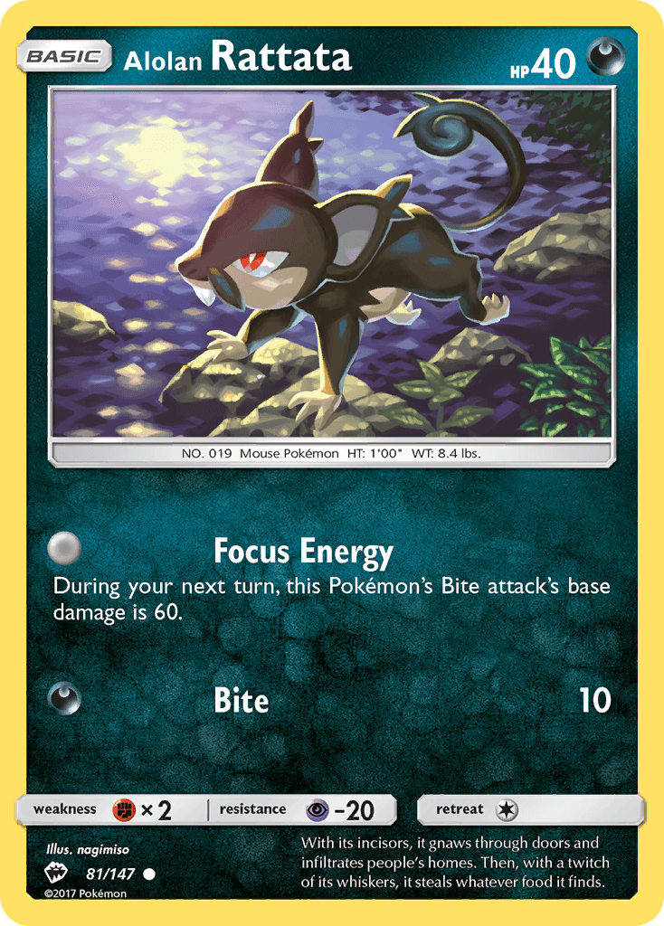 Alolan Rattata, carta 81 de Burning Shadows