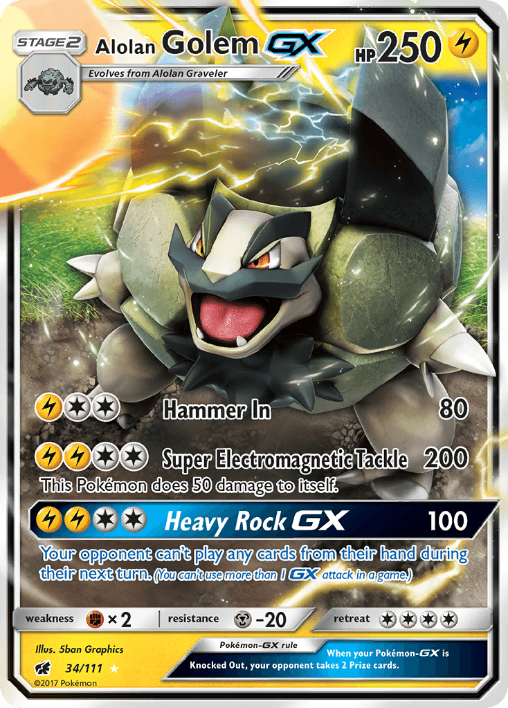 Alolan Golem GX, carta 34 de Crimson Invasion