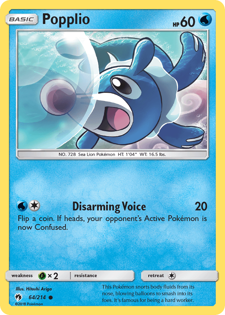 Popplio, carta 64 de Lost Thunder
