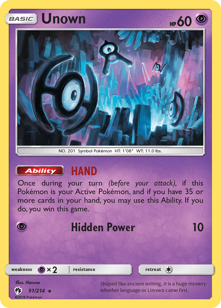 Unown, carta 91 de Lost Thunder