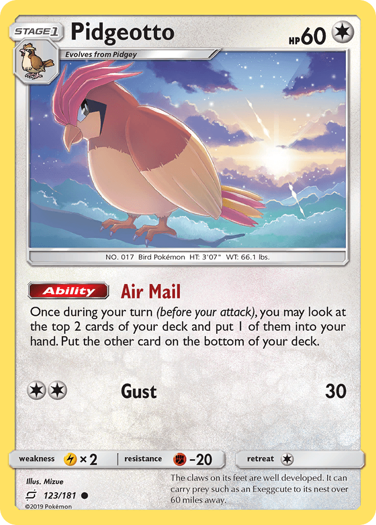Pidgeotto, carta 123 de Team Up