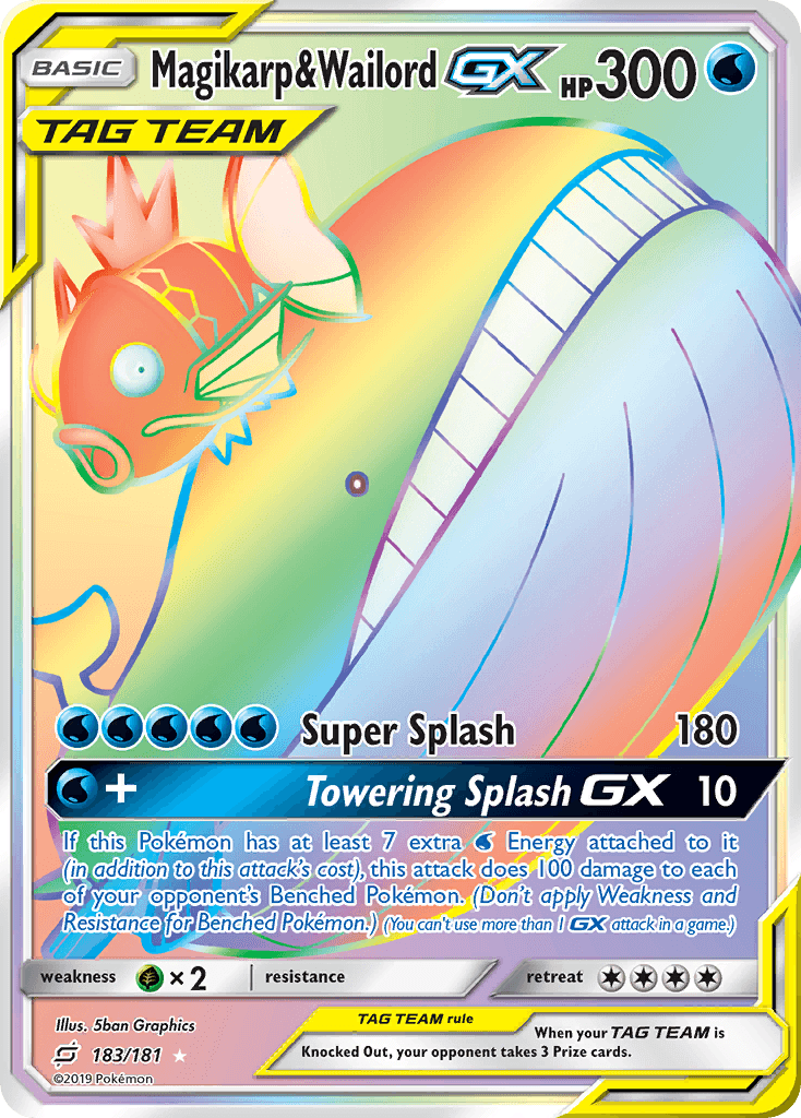 Magikarp & Wailord GX, carta 183 de Team Up