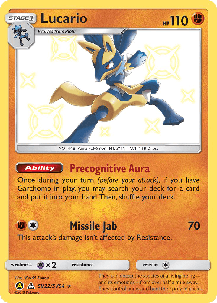 Lucario, carta SV22 de Hidden Fates Shiny Vault