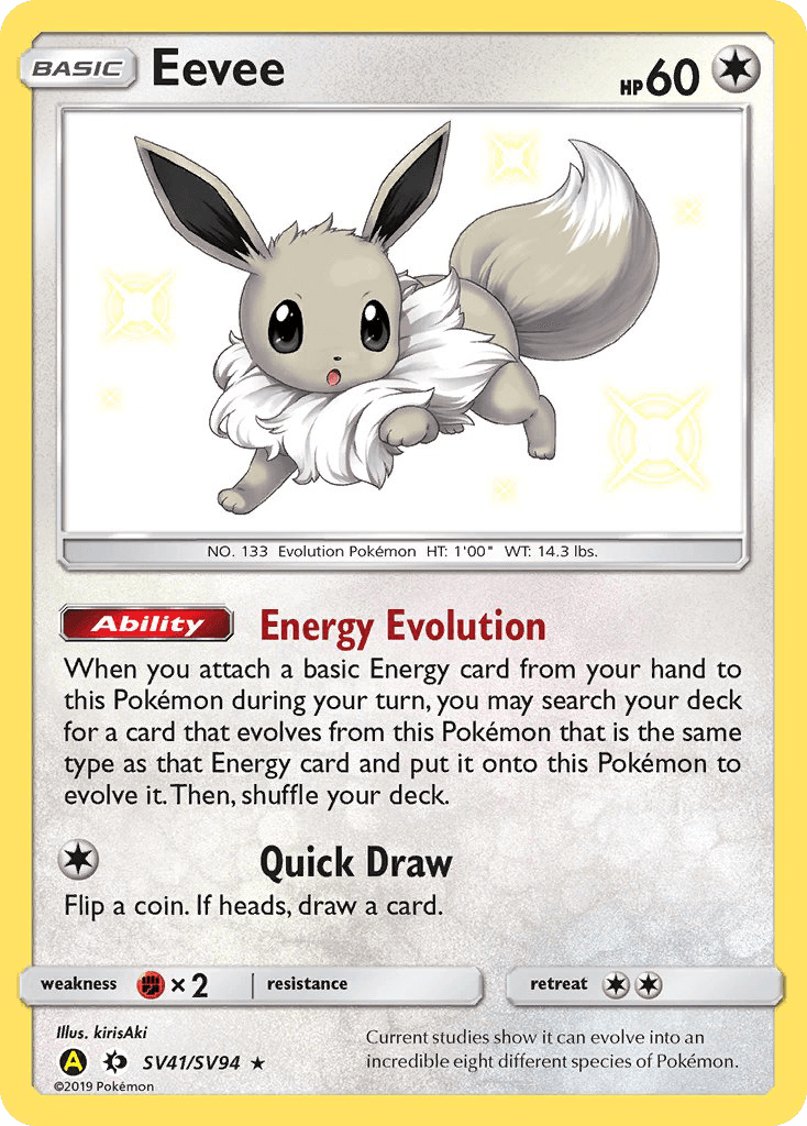 Eevee, carta SV41 de Hidden Fates Shiny Vault