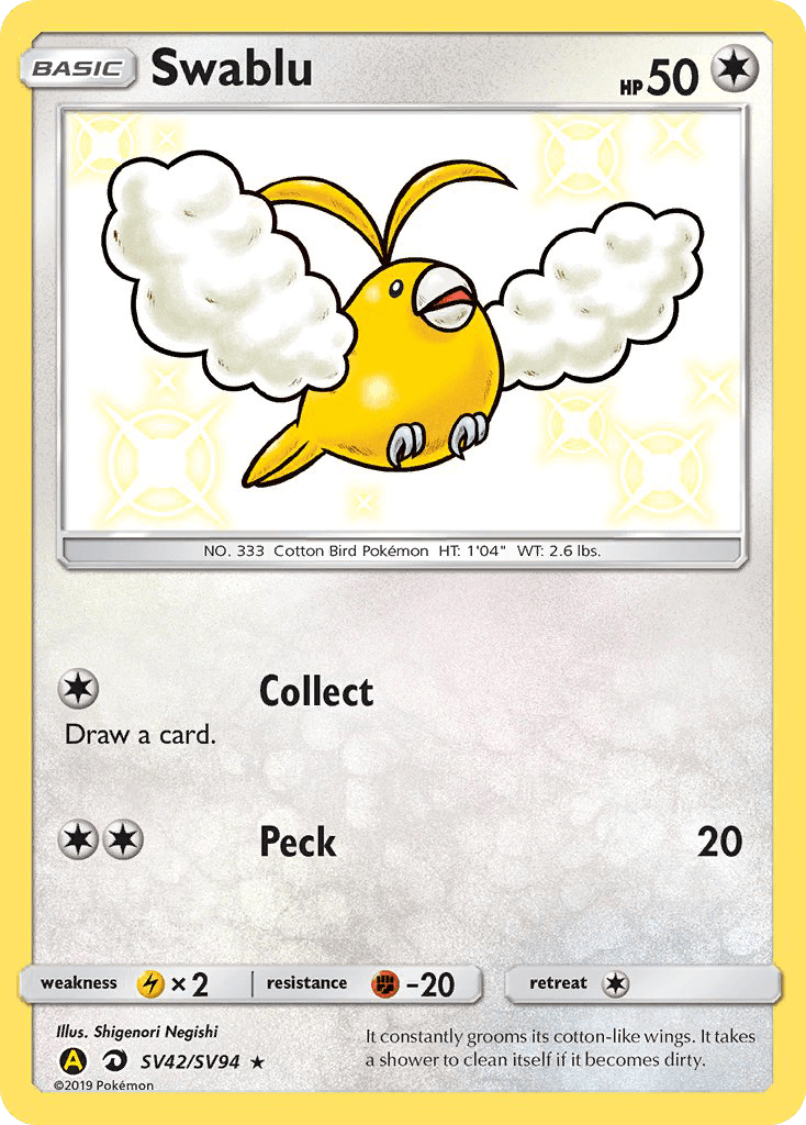 Swablu, carta SV42 de Hidden Fates Shiny Vault