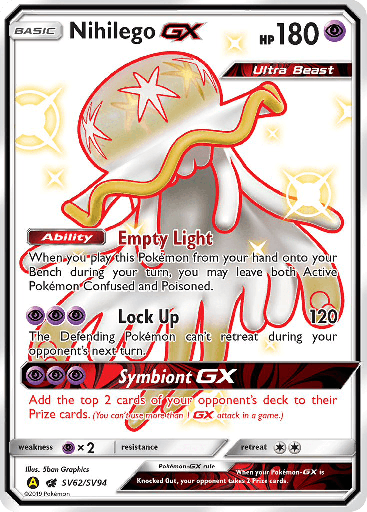 Nihilego-GX, carta SV62 de Hidden Fates Shiny Vault