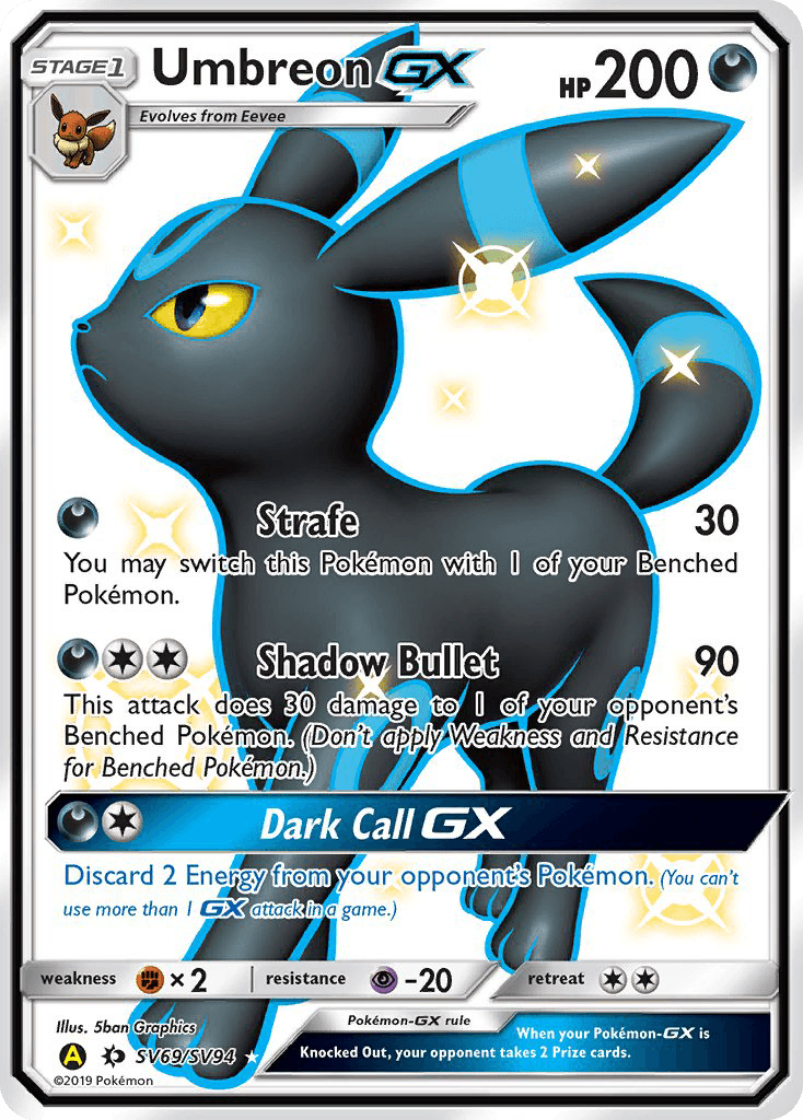 Umbreon-GX, carta SV69 de Hidden Fates Shiny Vault