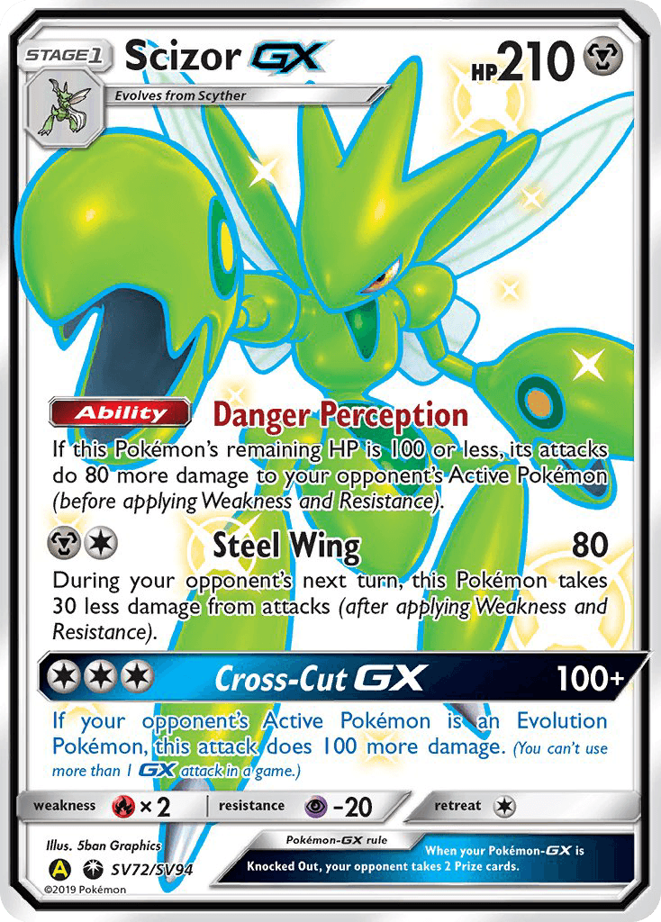 Scizor-GX, carta SV72 de Hidden Fates Shiny Vault