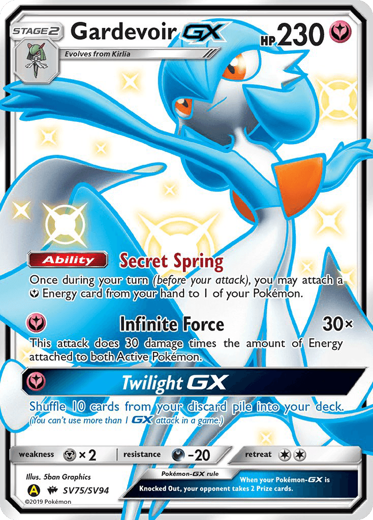 Gardevoir-GX, carta SV75 de Hidden Fates Shiny Vault